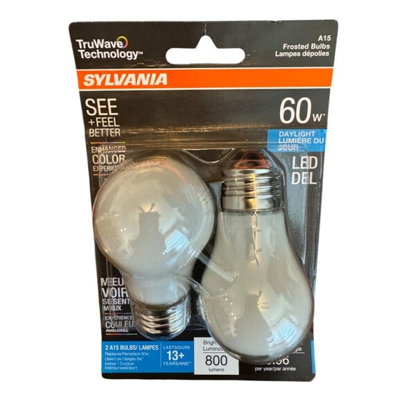 Sylvania TruWave Technology 60W A15 Frosted LED Daylight Bulbs 2-Pack - Picture 5 of 6